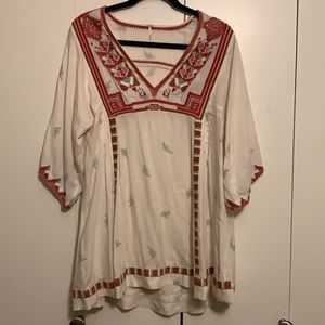 Free people embroidered tunic dress size small -missing slip